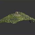 Scenic Green Forest Landscape With Winding Path Leading To Small Chapel On Hill