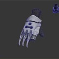 3D Rendered Claw Glove With Silver Metal Claws Black Fabric And Small Replica