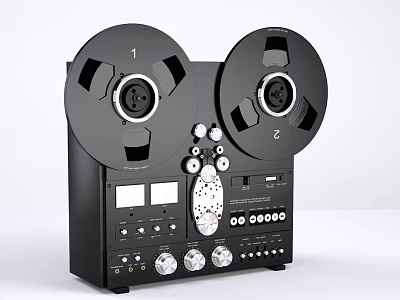 Headphone Audio Reel to Reel Tape Recorder with Large Reels and Control Knobs 3d model