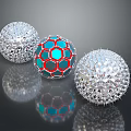 Modern Furniture Decorative Spheres With Silver Blue Red Grid Patterns