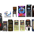 Diverse Collection of Entertainment Appliances Including Arcade Slot and Pinball Machines