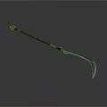 Traditional Long Handled Scythe Weapon with Metal Blade and Decorative Golden Brown Handle