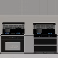 Modern Kitchen Appliances With Embedded Oven Stove And White Cabinets 3d model