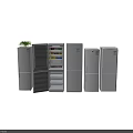 Multiple White Refrigerators With Open Doors Showing Various Beverages Inside 3d model