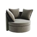 Elegant Gray Velvet Circular Single Sofa With Modern Design And Soft Cushions 3d model