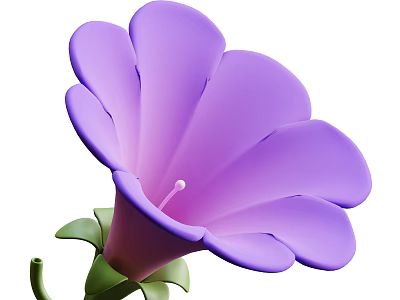 Vibrant Purple Flower With Delicate Petals And Lush Green Leaves 3d model