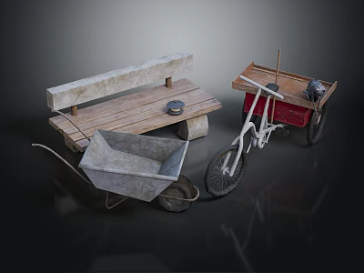 Rustic Wooden Outdoor Bench With Sturdy Design For Garden Areas 3d model