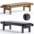 Modern Slatted Wooden And Black Bench Design With Solid Wood Legs And Durable Joinery