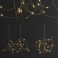 Modern Artistic Chandelier With Intertwined Wires And Illuminated Small Warm Lights