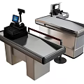 Modern Stainless Steel Reception Desk With POS Terminal Scanner And Countertop