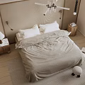 Modern Double Bed Interior With Beige Linen Bedding Bedside Tables And Lamps