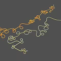 Colorful Twisted Curved Lines Art with Orange White Yellow Hues on Gray Background