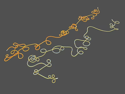Colorful Twisted Curved Lines Art with Orange White Yellow Hues on Gray Background 3d model