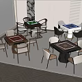 Stylish Modern Entertainment Tables With Various Colored Tops And Matching Chairs In Indoor Leisure Space