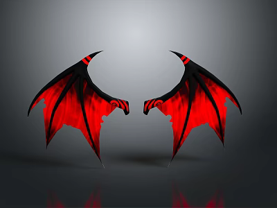 Striking Red And Black Demon Wings Design With Gothic Decor Elements 3d model