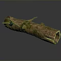 Natural Wood Log With Mossy Texture And Stone Elements For Decorative Use 3d model