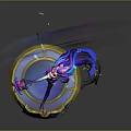 Purple Haired Magical Character With Small Creature On Circular Platform And Blue Light