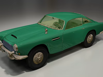 Green Vintage Sports Car With Sleek Body Chrome Accents And Classic Wheels 3d model