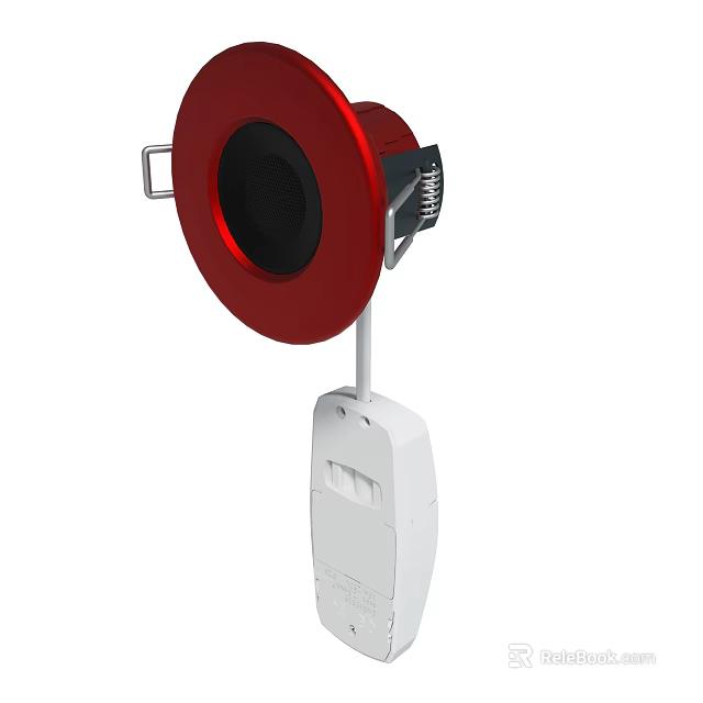 Modern Red Circular Device With White Base And Mounting Bracket 3d model 