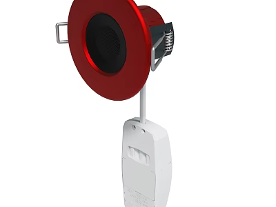 Modern Red Circular Device With White Base And Mounting Bracket 3d model