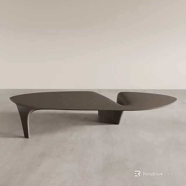 Modern Minimalist Dark Coffee Table With Unique Curved Shape And Sleek Leg Design 3d model 