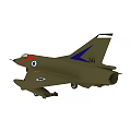 Green Military Fighter Jet With Red Blue Markings Star Emblem Landing Gear Side View