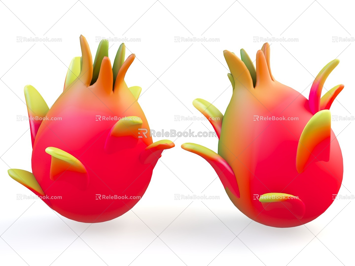 Cartoon style fruit dragon fruit fruit three-dimensional icon tropical fruit model