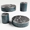 Modern Round Coffee Tables With Artistic Textured Speckled Dark Surface Design 3d model