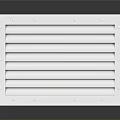 White Vent Grille with Metal Frame Horizontal Slats and Rivets on Smooth Surface