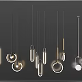Modern Pendant Lights With Various Circular Linear Shapes And Metal Frames Design 3d model