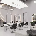Bright Modern Beauty Hairdressing Salon Interior With Arched Lighted Mirrors And Comfortable Professional Styling Chairs