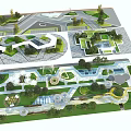 Modern Park Landscape Design With Green Spaces Walking Paths And Water Features