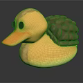 Adorable Yellow Duck Doll with Brown Shell Back and Cute Design 3d model