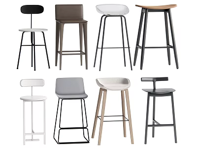 Modern Bar Stools With Various Colors Materials And Designs For Home Interiors 3d model