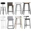 Modern Bar Stools With Various Colors Materials And Designs For Home Interiors 3d model
