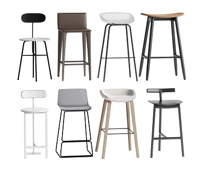 Modern Bar Stools With Various Colors Materials And Designs For Home Interiors 3d model