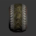 Futuristic Tire With Metallic Design Red Accents And Orange Illuminated Rings