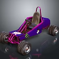 Purple Go Kart With Pink Frame Large Wheels And Brown Seat