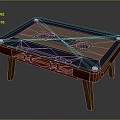 Stylish Wooden Table With Blue Smooth Top And Storage Compartments Design