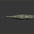 Green And White Spotted Fish With Black Eyes Green Tail And Fins On Black Background