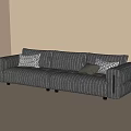 Modern Gray Striped Sectional Sofa with Patterned and Solid Cushions in Minimalist Living Room 3d model