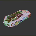 Futuristic White And Red Sports Car With Sleek Body And Stylish Wheels