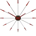 Tech Exhibition Hall Featuring Modern Star Shaped Clock With Red Pointers And Black Center