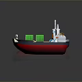 Container Ship With Green Containers Red Black Hull And White Superstructure 3d model