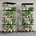 Multi Tier Metal Shelf Unit With Wheels For Indoor Potted Green Plants Decor