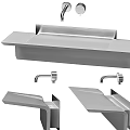 Stainless Steel Washbasin Design Details With Faucet Shown From Various Angles