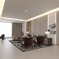 Modern Living and Dining Room Interior With Sofa Coffee Table TV Plants And Lighting Design