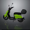 Green Electric Scooter With Black Seat Storage Box Rearview Mirrors And Reflection