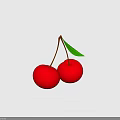 Two Ripe Fresh Juicy Cherries With Green Leaf On White Background