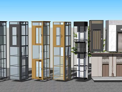 Modern Elevator Designs With Glass Metal Frames And Various Colors 3d model